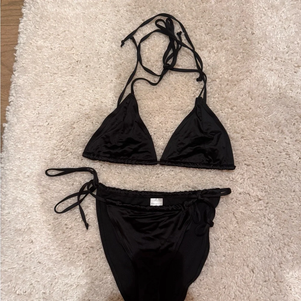 Good American Black satin Bikini Set